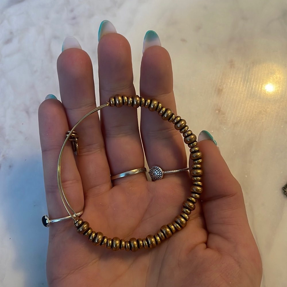 alex and ani bracelet with a locket necklace